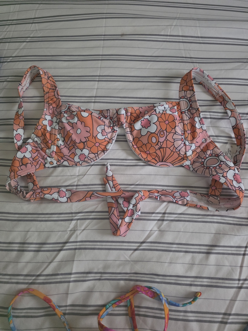 Floral Underwire Bikini Top - Pink Orange
